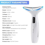 Microcurrent Neck & Face Massager – 3 LED Light Therapy, Vibration & Heat – Portable Skin Lifting & Firming Device for Neck, Chin & Jawline