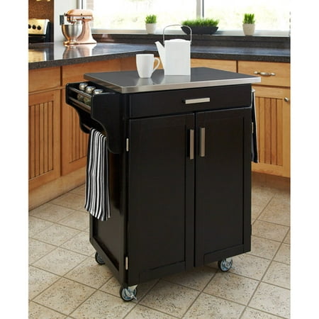 Home Styles Kitchen Cart, Black / Stainless Steel Top - Walmart.com