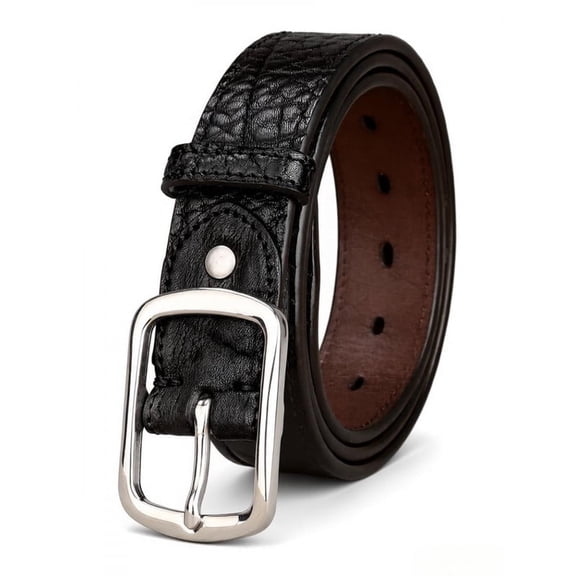Catelles Men's Genuine Leather Black Belt with Stainless Steel Buckle , Casual & Business Wear Gift by Box&For Waist 42 Width 1.5in(3.8cm)