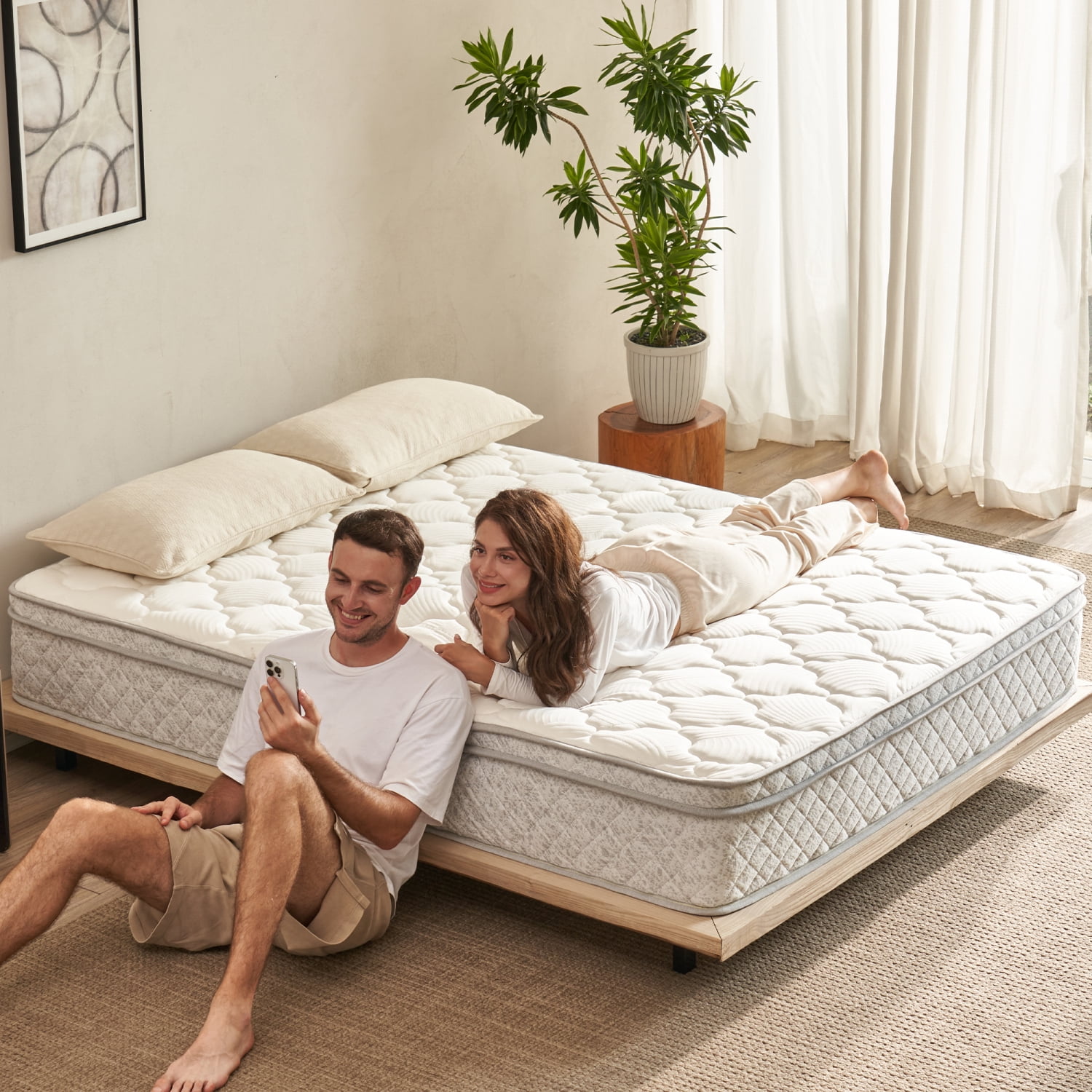 Miekor Twin Size Mattress,12 Inch Hybrid Twin Mattress in a Box with Memory Foam and Pocket Spring for Pressure Relief & Comfort Sleep & Zoned Support, Medium Firm,CertiPUR-US & OEKO-TEX MK8192