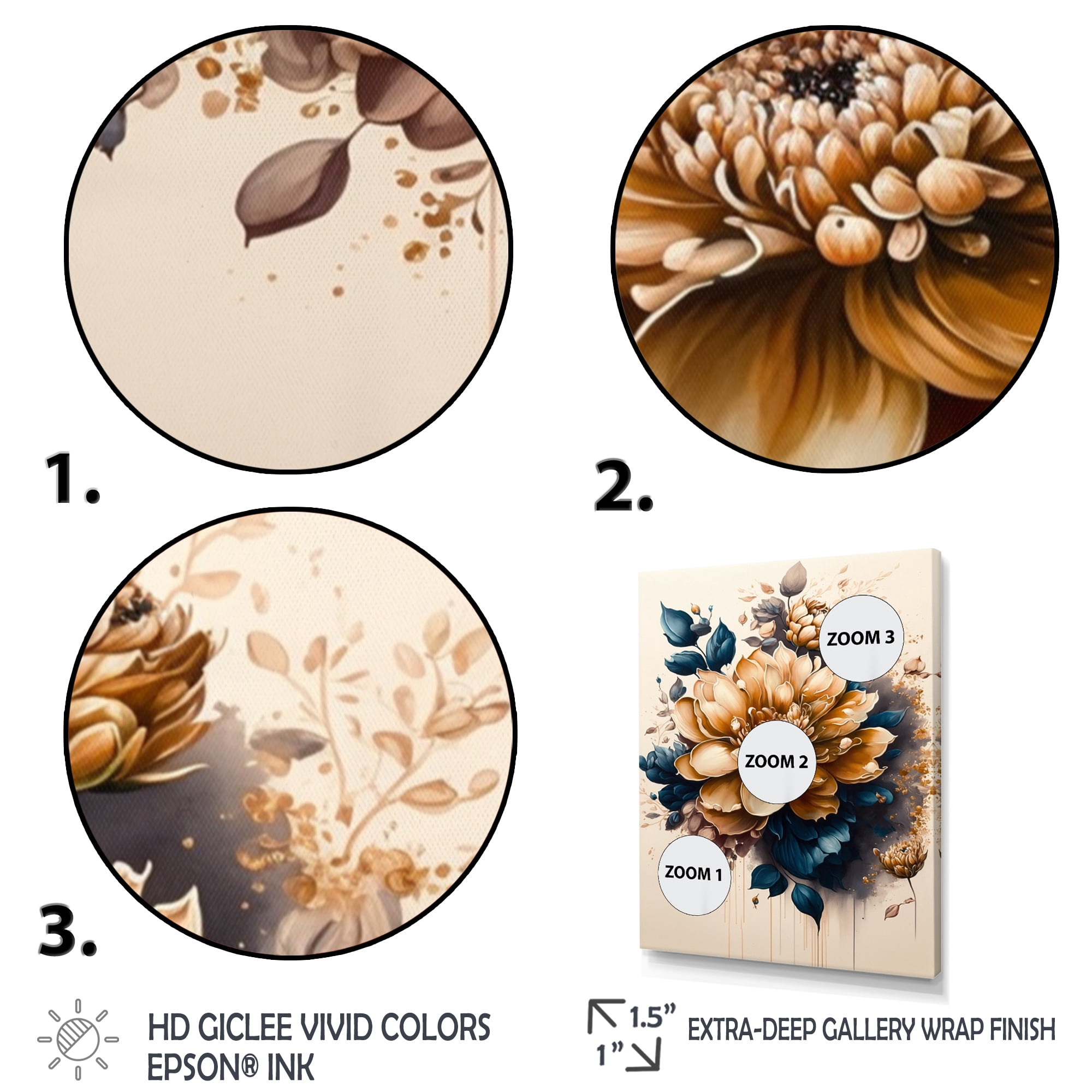 Designart Light Orange And Dark Blue Dhalia I Canvas Wall Art