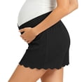 thumbnail image 6 of Costeam Womens Maternity Ribbed Shorts V Cross Over Belly Support High Waist Scalloped Wave Hem Slim Fit Stretch Soft Breathable Knee Length Pregnancy Lounge Bottoms, 6 of 9
