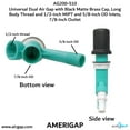 thumbnail image 3 of Universal Dual Air Gap with Black Matte Brass Cap and Long Body Thread with 1/2-inch MIPT and 5/8-inch OD Inlets and 7/8-inch OD Outlet (AG200-510, AG200-X10, AMERIGAP), 3 of 9
