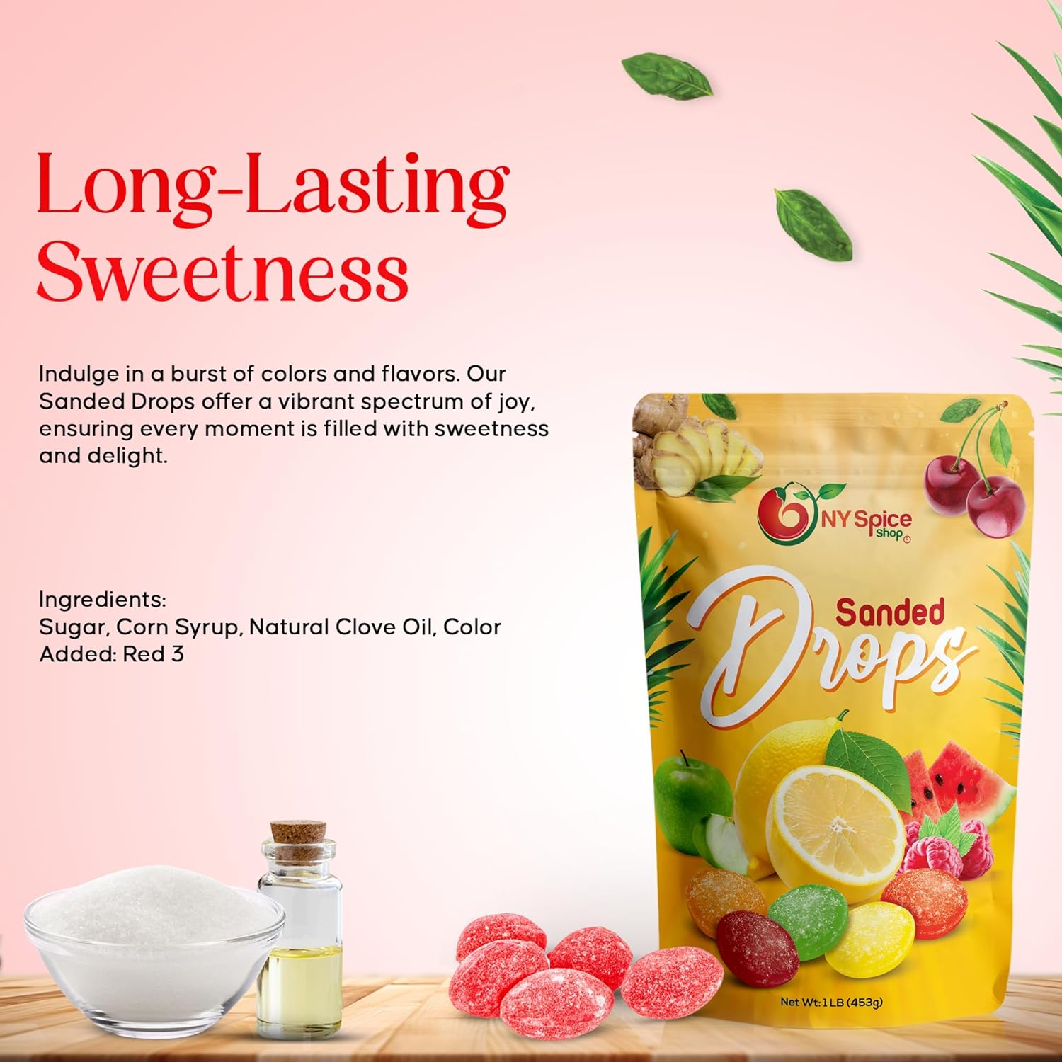NY SPICE SHOP Clove Sanded Candy Drops - 5 Pound - Classic Clove Flavored Hard Candy - Sour Drops Candy - Old Fashioned Sanded Drops - Perfect for Snacking, Sharing & Decor