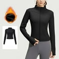 thumbnail image 2 of XUNKUSGA Women's Jackets Slim Fit Full Zip Fleece Yoga Tops for Women Lightweight Long Sleeve Turtleneck Jackets for Women Comfy High Stretch Running Yoga Tops with Pockets S-3XL Black, 2 of 4