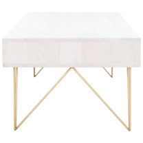 SAFAVIEH Marigold Mid-Century Coffee Table with Drawer, White/Brass