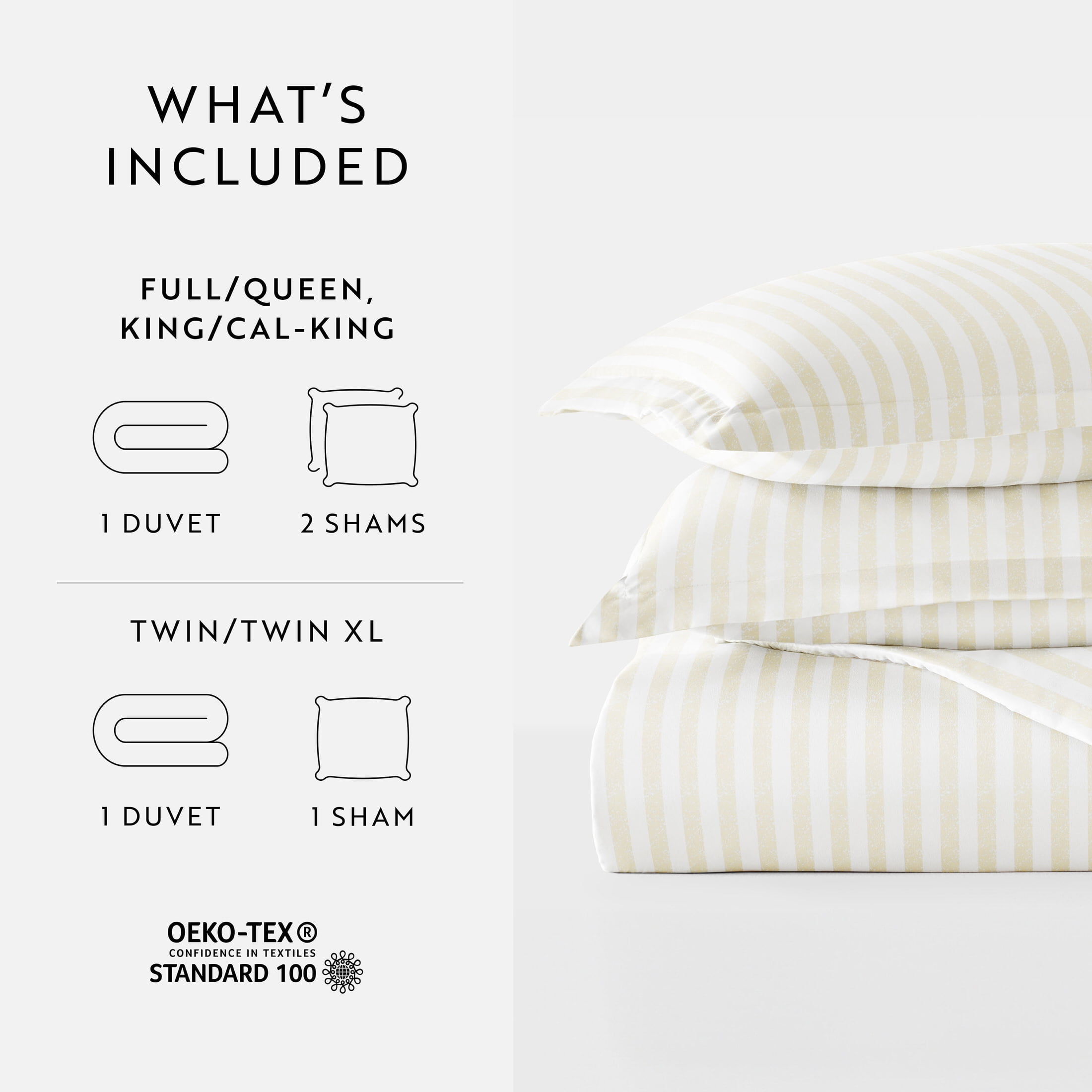Noble Linens Ivory Puffed Rugged Stripes 2 Piece Duvet Cover Set, Twin/TwinXL