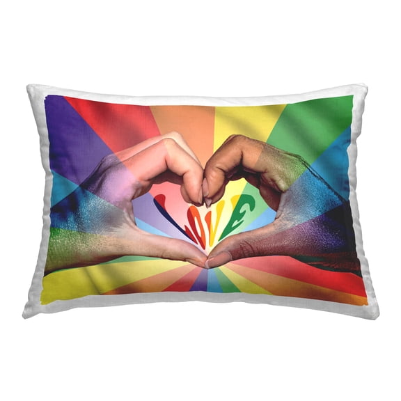 Stupell Industries Rainbow Love Hands Symbol Decorative Printed Throw Pillow Design by Reinders.