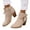 Beige, variant on Women's Tie Knot Chelsea Pump Suede Ankle Boots Slip On Closed Toe Stacked High Heel Dress Booties