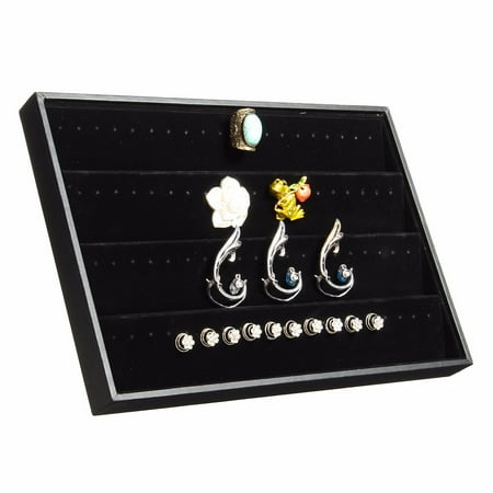 Luckyfine Black Velvet 80 Hole Stud Earring Holder Jewelry