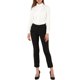 thumbnail image 2 of Blusa de oficina para mujer Allegra K, con cuello de volantes, de manga larga, con cintilla y botones, color blanco, talla L, 2 of 7