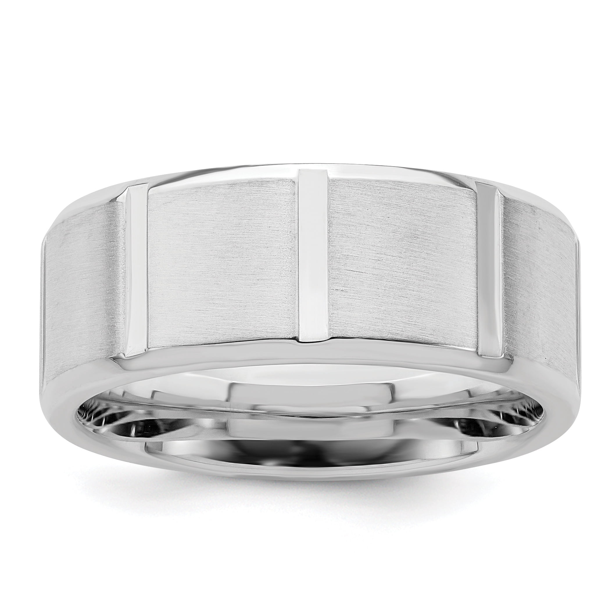 925 Sterling Silver 8mm Brushed Fancy Size 11 Band Ring