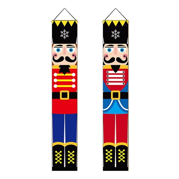 Nutcracker Christmas Decorations - Nutcracker Banner - Life Size Soldier Model Nutcracker Porch Logo - 2PCS