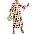 thumbnail image 2 of Fashnice Robe Longue à Manches Longues pour Femmes Robes Maxi à Carreaux Décontractées pour Fête Rouge P, 2 of 4