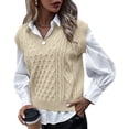 thumbnail image 4 of DuoJiaJ Sweater Vest for Women V Neck Sleeveless Knit Solid Casual Ribbed Pullover Tops Yellow M, 4 of 4