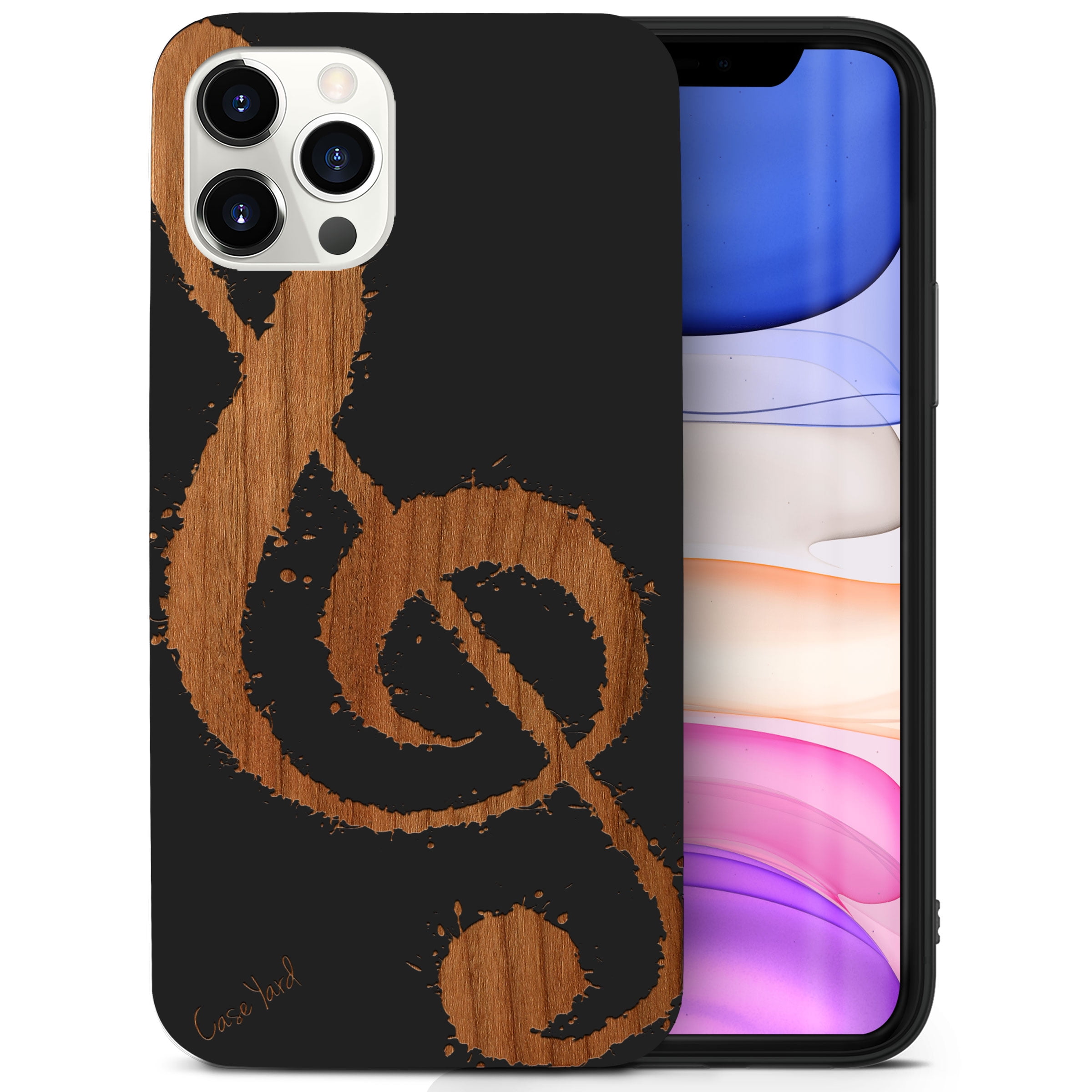Case Yard Wooden Case For Iphone 12 Pro Max Soft Tpu Silicone Cover Slim Fit Shockproof Wood Protective Phone Cover For Girls Boys Men And Women Supports Wireless Charging Music Is The Answer Design