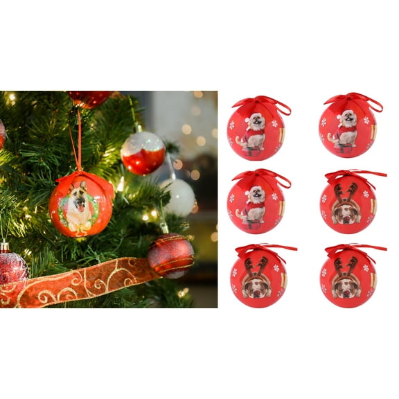 6-Pack Dog and Puppy Lover's Santa Puppies Shatterproof Christmas Ornaments