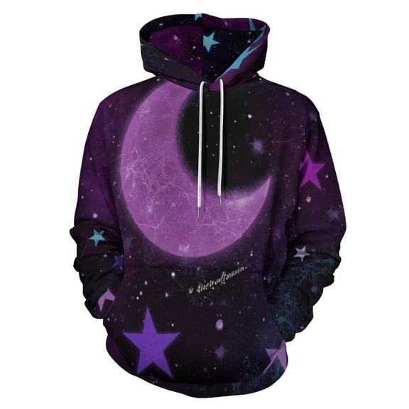 Purple Moon And Stars Galaxy Print 3d Sweatshirts Hoodie Fashion Casual Personality Men's Women Street Hoodie Pullovers Long Sleeve Comfortable Top