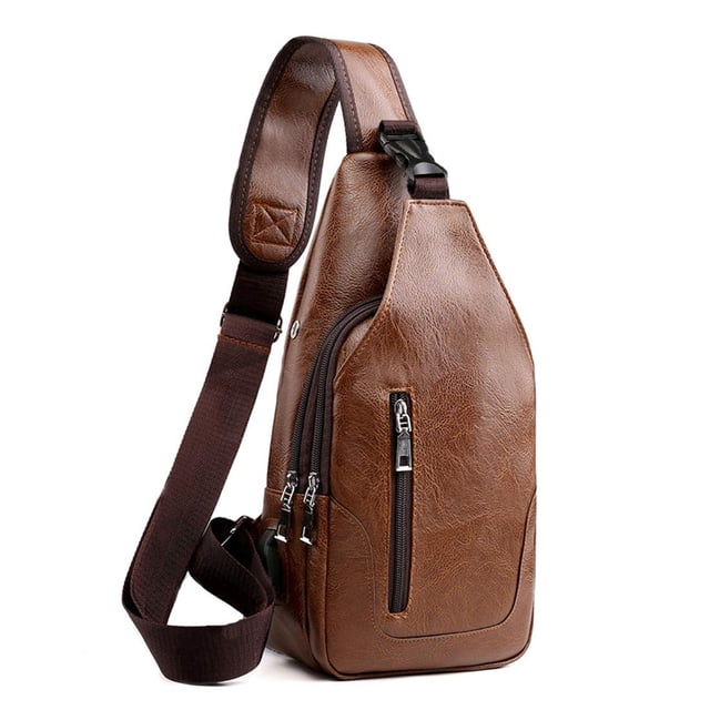 Bandolera Seoky Rop para hombre, antirrobo, piel sintética, color marrón