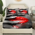 thumbnail image 3 of Erosebridal Glitter Lips Sheet Set Twin,Bling Sparkling Bedding Sets Twin Size,Grey Red Twin Sheet Sets,Ultra Soft Sparkle Room Decoration,3pcs, 3 of 7