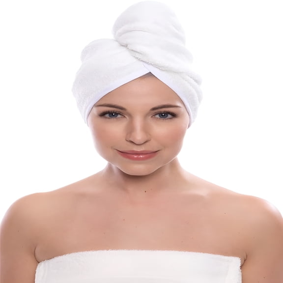 AUQ 2026 New Women'S Viscose From Bamboo and Cotton Terry Spa Hair Towel Quick Dry Hair Towel- Quick Dry,Absorbent and Lightweight Hair Wrap Towel with Loop and Twist Closure,Natural White