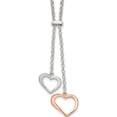 thumbnail image 1 of Sterling Silver Rose-Tone Polished Textured 2-Heart Necklace (16.5 X 1.2) Made In Italy qg3808-16.5, 1 of 5