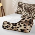 thumbnail image 4 of Meiyoeat Retro Leopard Print Bed Spread Queen,Furry Animal Pattern Queen Coverlet Set,Beige Brown, 4 of 7