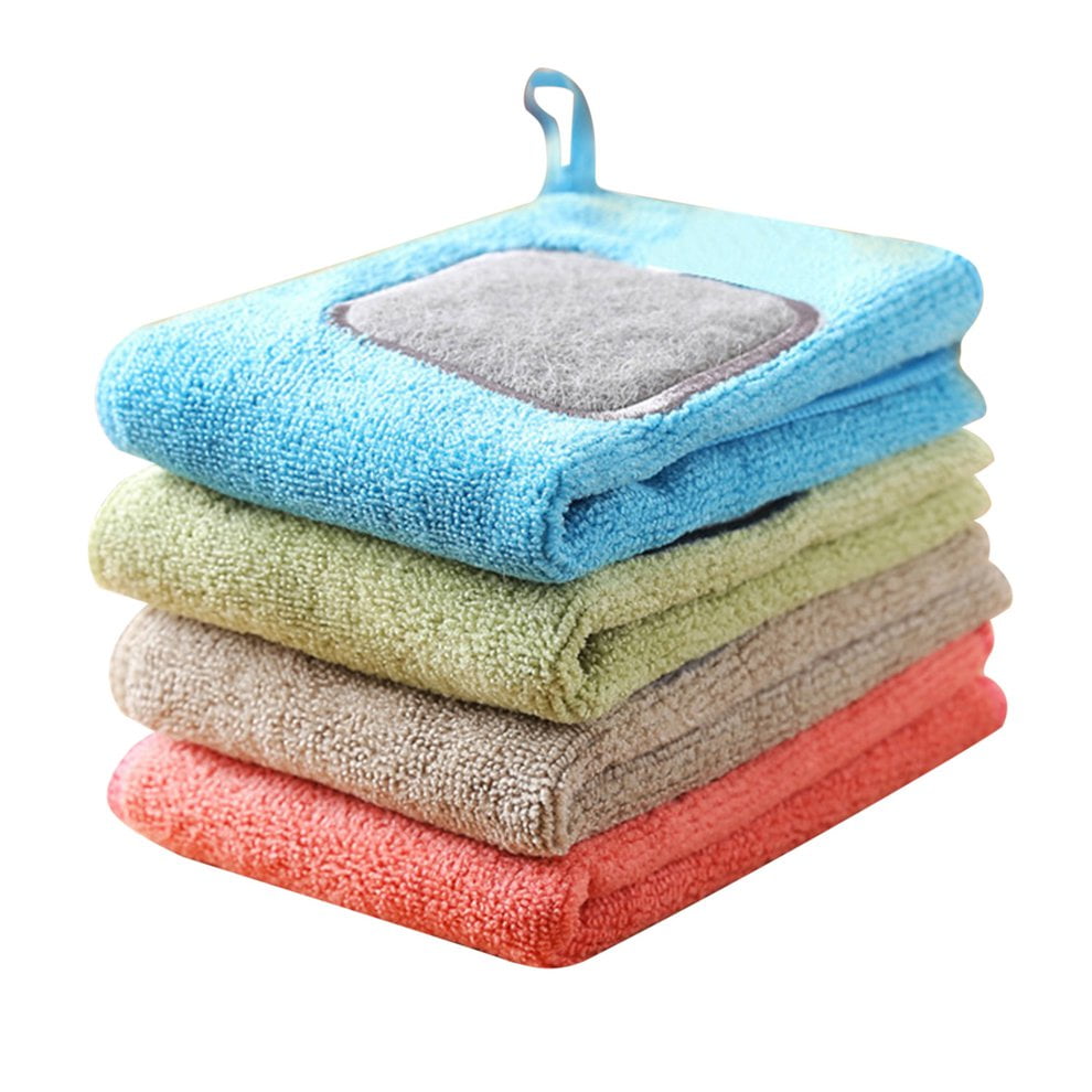 Clean Absorbent LintFree Thickening Dish Towel Bamboo Fiber Cleaning