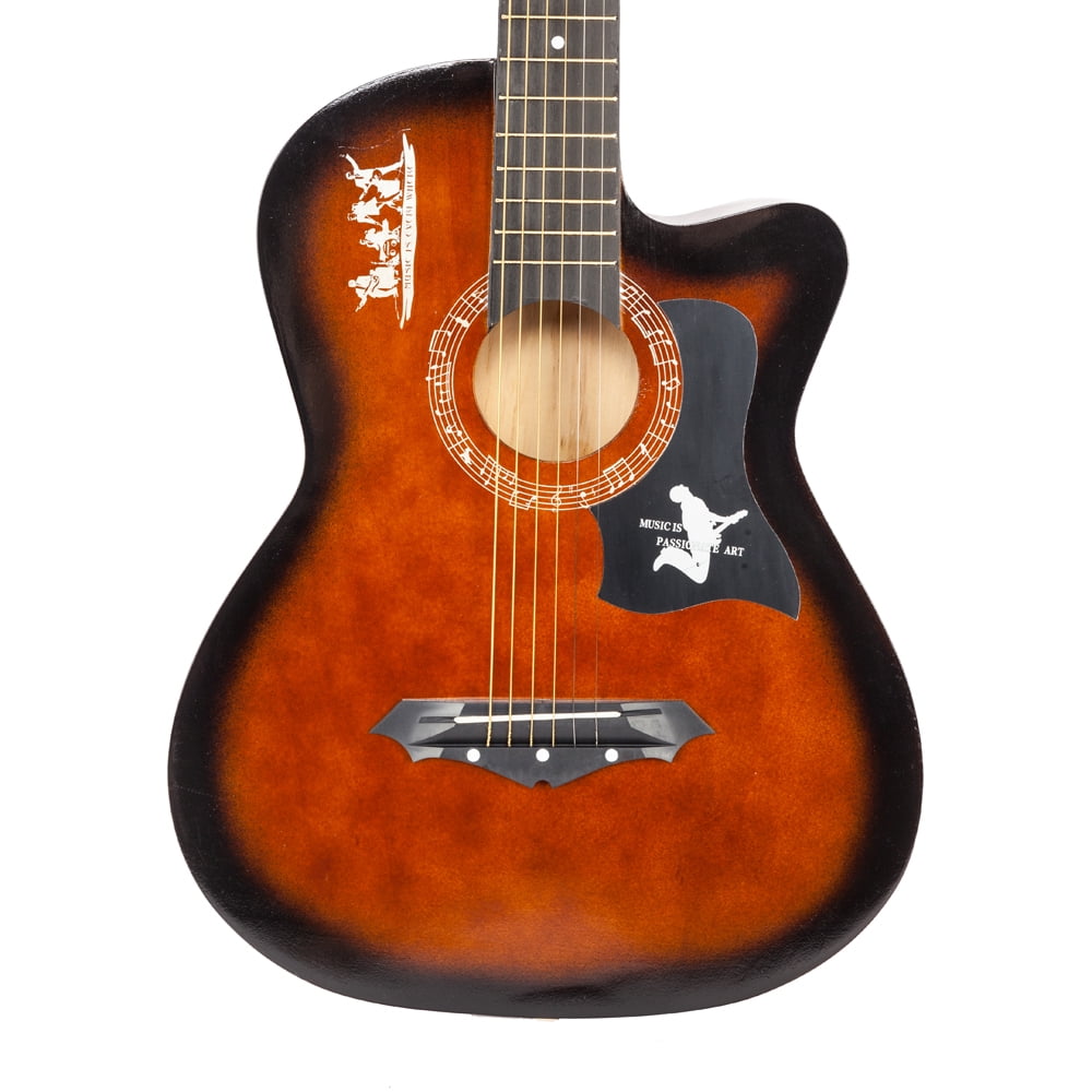 Private Jungle 38" Cutaway Guitar, Basswood Beginner Electric Guitar with Bag String Set,Coffee