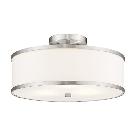 Livex Lighting Park Ridge 15" 3-Light Metal Ceiling Mount in Brushed Nickel