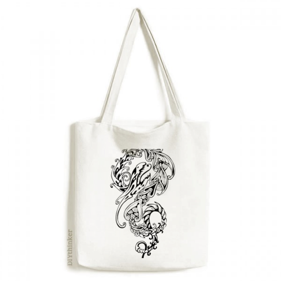 Chinese Line Painting China Dragon Tote Canvas Bag Shopping Satchel Casual Handbag
