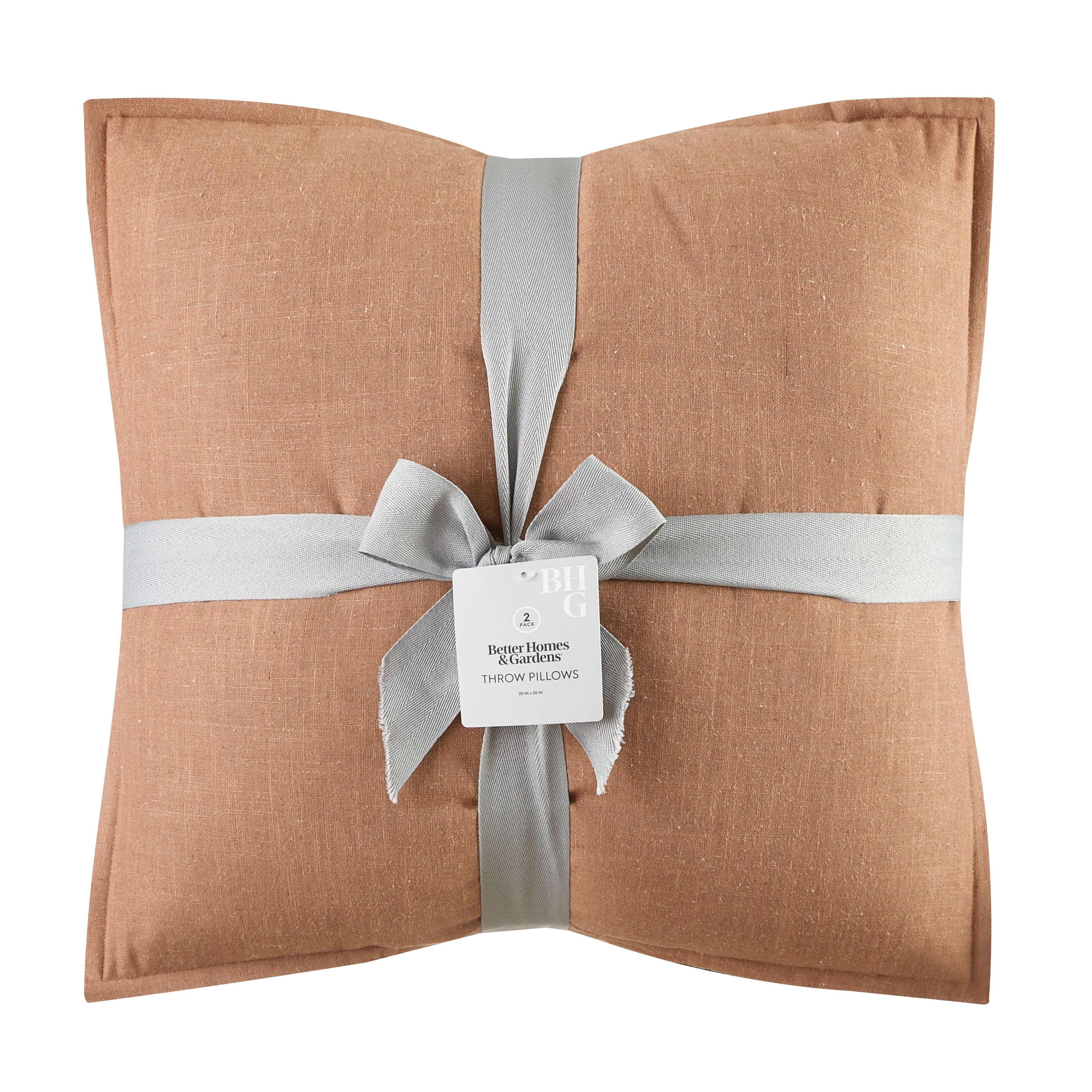 Better Homes & Gardens 2-Pack Linen Pillows, 20"x20" Terracotta Clay