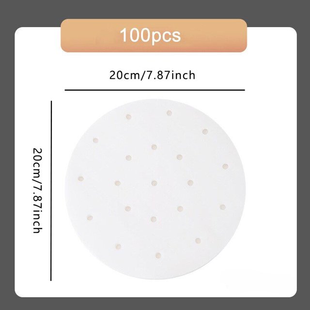 Juego/100 piezas; Papel vaporizador redondo; Papel de hornear; Papel desechable de aceite de silicona para barbacoa; papel para vaporera; Papel humeante Xiaolongbao