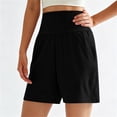 thumbnail image 4 of IUYRTFE Women High Waist Yoga Shorts with Pockets Stretch Elastic Waist Workout Bottoms for Gym Running, 4 of 6