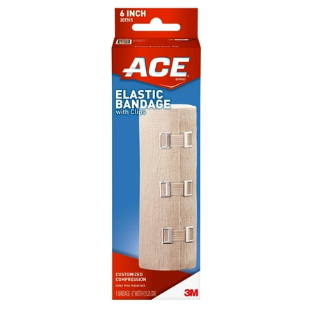 - Brand Elastic Bandage with Clips, 6 in., Beige, 1/Pack