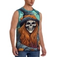 thumbnail image 2 of Pofeuu Cartoon Pumpkin Skull Print Men's Muscle T-Shirt, Sleeveless, Muscle Tank, Classic Muscle Tee Top For Men Casual Sleeveless Muscle T-Shirt Trendy Clothes-Small, 2 of 7