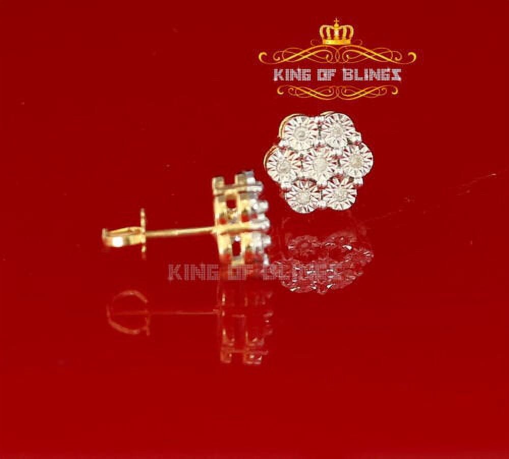King of Bling's 10K Real Yellow Gold with Real 0.20CT Diamond Round Men's/Women's Stud Earrings