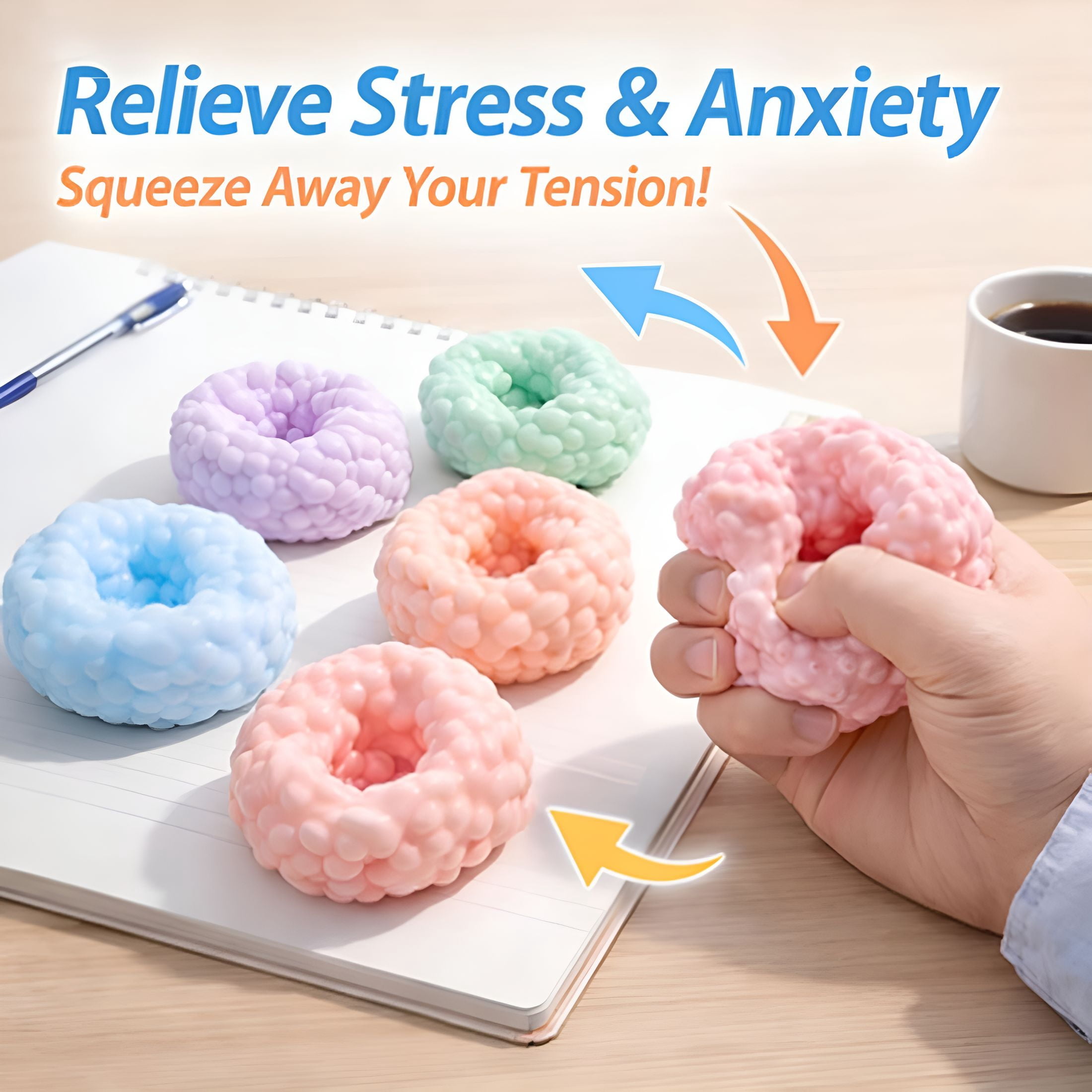 CYFW Crunchy Squishy Stress Ball,Bead Squishy,Sand Filled Moldable Squishy Ball with Crunchy Texture,Soft Stretchy Sensory Fidget for Desk,Relaxation,Focus and Satisfying Squeeze