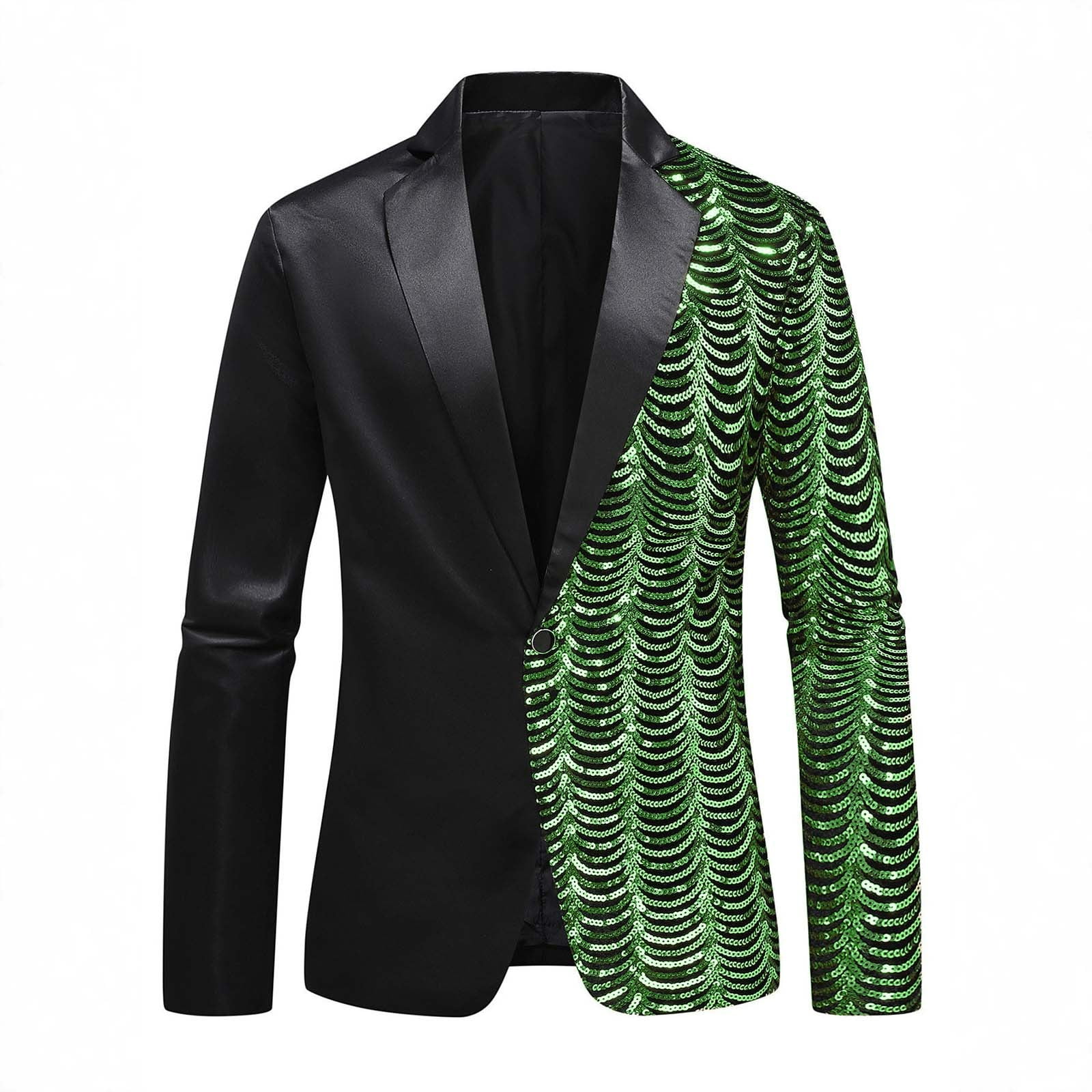 YSUEJPF Mens Sequin Blazer Shiny Tuxedo Suit Jacket for Dance Party Dinner Prom