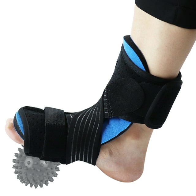 Night Splint Ankle Brace for Sleep Support Plantar Fasciitis Recovery Orthotic Support with Spiked Massage Ball