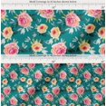 thumbnail image 2 of Soimoi Cotton Poplin Fabric Leaves & Rose Watercolor Printed Craft Fabric by The Yard 56 Inch Wide, 2 of 7