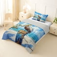 thumbnail image 2 of jejeloiu Coastal Pelican Twin Comforter Sets,Seaside Art Print Bedding Set For Boys,Blue White,Light Gray Reversible,2 Pieces,1 Comforter and 1 Pillowcase, 2 of 7