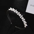 thumbnail image 2 of Diadema de boda con perlas, tocados de novia de doble banda plateada, accesorios para el cabello de cristal para mujer (1 unidad), 2 of 5