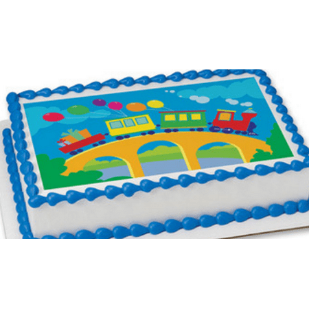 Train Cake Kit - Birthday Train Edible Extra Large 8 x 10 Cake Decoration Topper Image