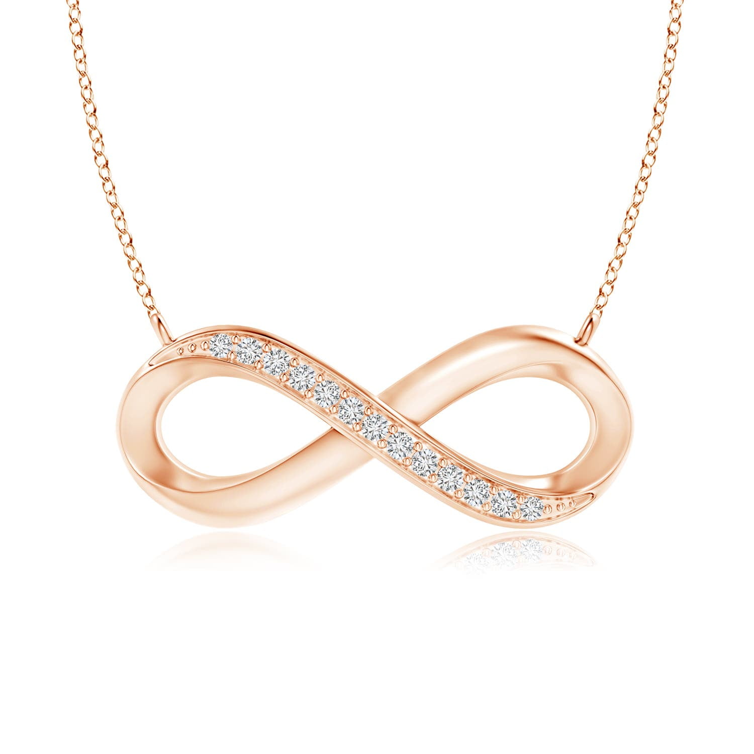 ANGARA Natural Diamond Infinity Pendant Necklace for Women in 14K Rose Gold (Size-1mm| Color-H| Clarity-SI2) | April Birthstone, Anniversary, Jewelry Gift for Women | Natural Diamond Necklace