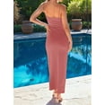 thumbnail image 6 of Womens Summer Casual Slip Dresses Spaghetti Strap Bodycon Maxi Dress Pink XS, 6 of 8