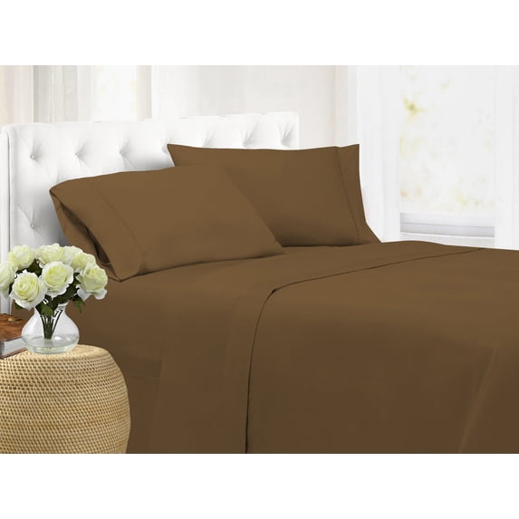 Unique Home Solid Clearance Bed Sheets 1800 Series Brushed Microfiber Wrinkle Free, Fade Resistant, Ultra Soft, Quality Bedding Set (King, Light Brown, 4pc)