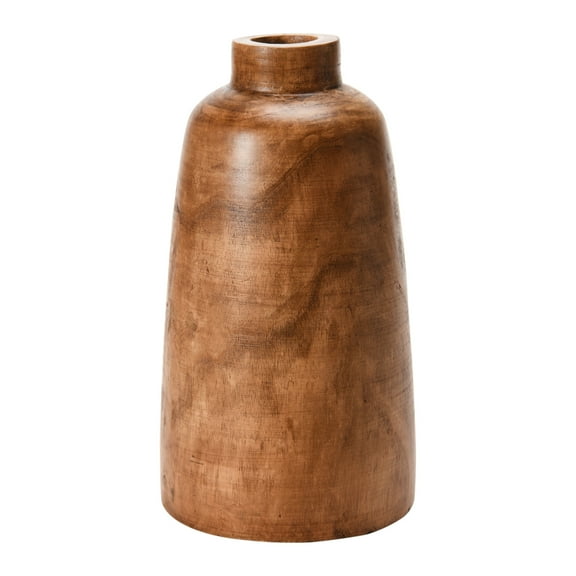 Creative Co-Op Round Decorative Paulownia Wood Tall Vase, Brown