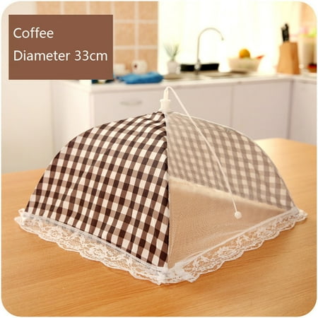 

LASHALL Kitchen Folded Food Cover Hygiene Grid Style Kitchen Food Dish Cover Kitchenware Brown(Buy 2 Get 1 Free Ship 3)