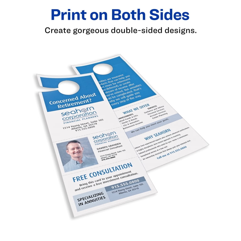 Avery Printable Door Hangers with Tear-Away Cards, 4.25" x 11", Matte  White, 80 Blank Door Hangers for Laser and Inkjet Printers (16150) -  Walmart.com